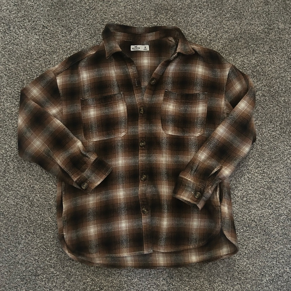 Hollister brown plaid shirt jacket